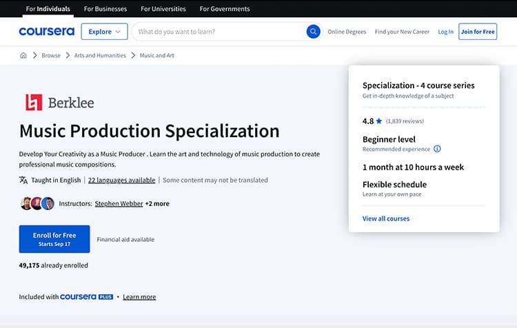 best online music production courses coursera