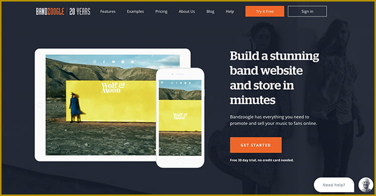 bandzoogle website builder for musicians